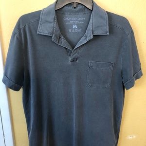 CALVIN KLEIN JEANS MENS M GRAY POLO SHIRT
